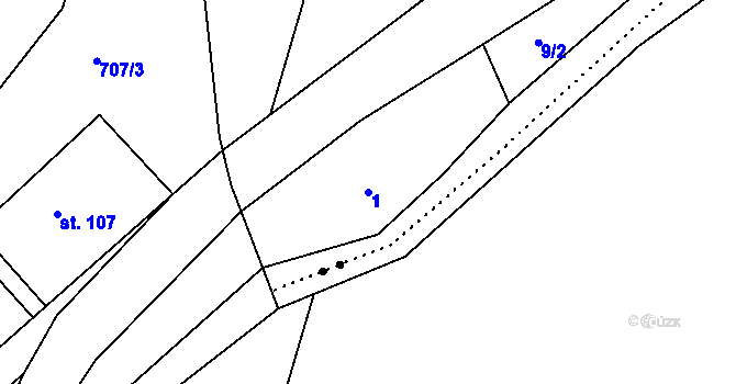 Parcela st. 1 v KÚ Sklené u Malé Moravy, Katastrální mapa