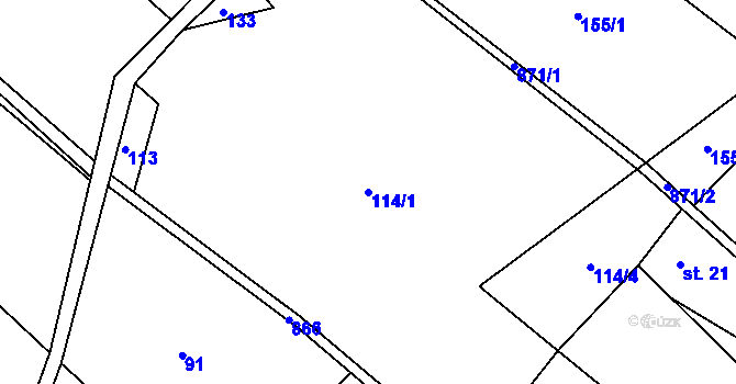 Parcela st. 114/1 v KÚ Sklené u Malé Moravy, Katastrální mapa