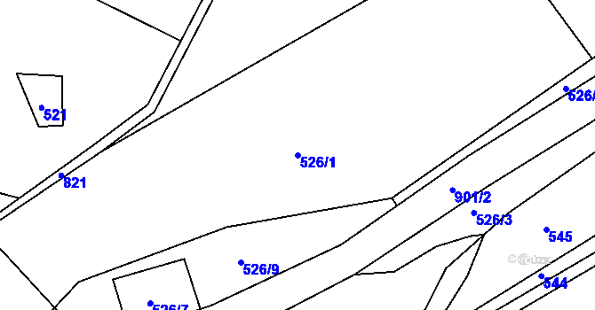 Parcela st. 526/1 v KÚ Sklené u Malé Moravy, Katastrální mapa