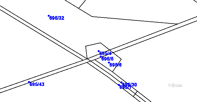 Parcela st. 695/4 v KÚ Sklené u Malé Moravy, Katastrální mapa