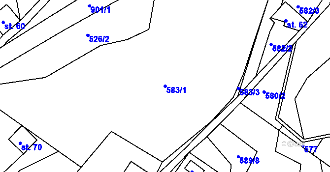 Parcela st. 583/1 v KÚ Sklené u Malé Moravy, Katastrální mapa