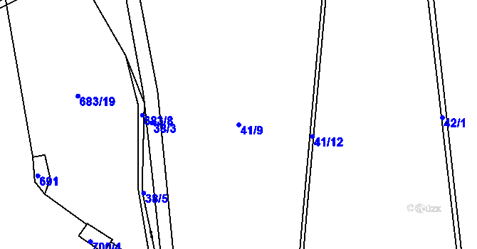 Parcela st. 41/9 v KÚ Sklené u Malé Moravy, Katastrální mapa