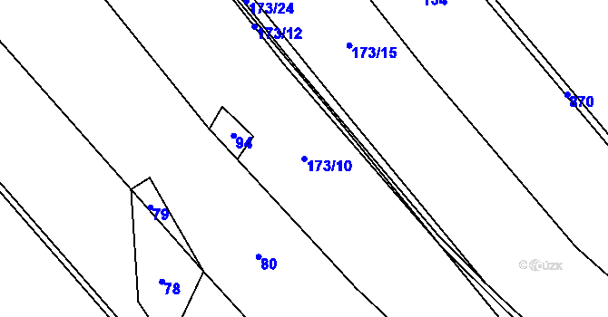 Parcela st. 173/10 v KÚ Sklené u Malé Moravy, Katastrální mapa