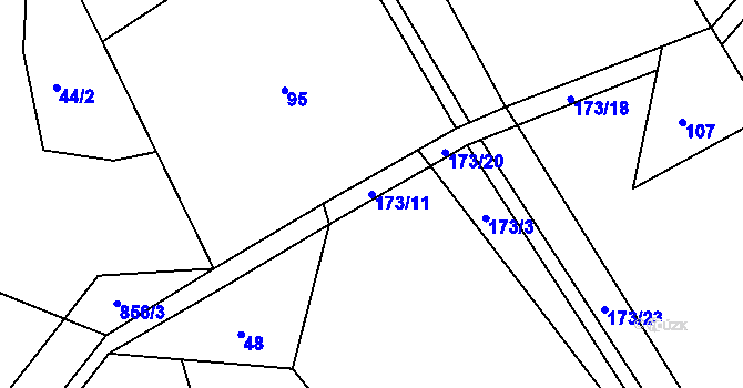 Parcela st. 173/11 v KÚ Sklené u Malé Moravy, Katastrální mapa