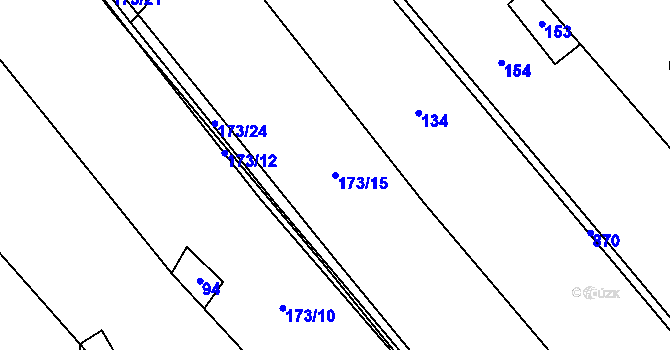 Parcela st. 173/15 v KÚ Sklené u Malé Moravy, Katastrální mapa
