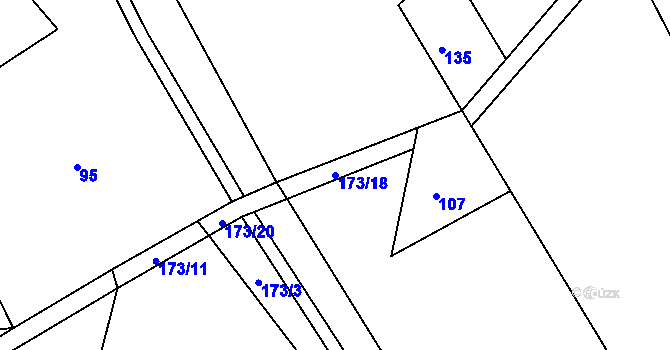 Parcela st. 173/18 v KÚ Sklené u Malé Moravy, Katastrální mapa