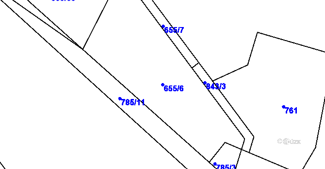 Parcela st. 655/6 v KÚ Sklené u Malé Moravy, Katastrální mapa