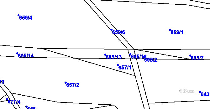 Parcela st. 695/13 v KÚ Sklené u Malé Moravy, Katastrální mapa