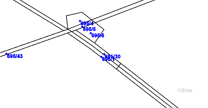 Parcela st. 695/30 v KÚ Sklené u Malé Moravy, Katastrální mapa