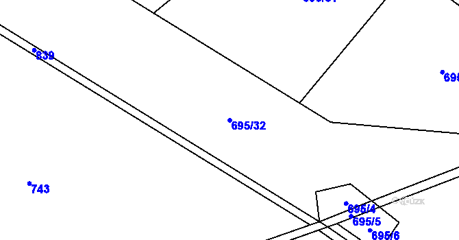 Parcela st. 695/32 v KÚ Sklené u Malé Moravy, Katastrální mapa