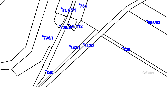 Parcela st. 742/2 v KÚ Sklené u Malé Moravy, Katastrální mapa