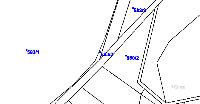 Parcela st. 583/3 v KÚ Sklené u Malé Moravy, Katastrální mapa
