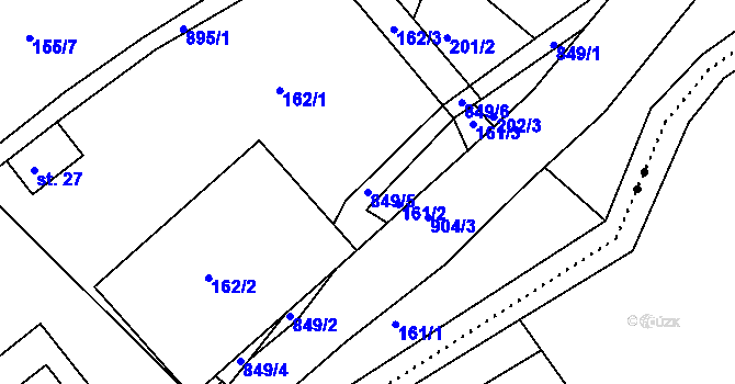 Parcela st. 849/5 v KÚ Sklené u Malé Moravy, Katastrální mapa