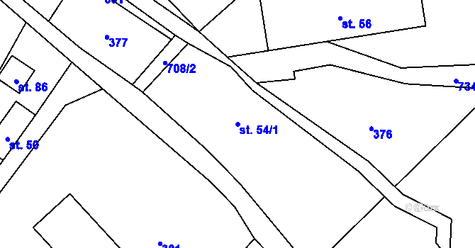 Parcela st. 54/1 v KÚ Vlaské, Katastrální mapa