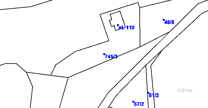 Parcela st. 745/3 v KÚ Vlaské, Katastrální mapa