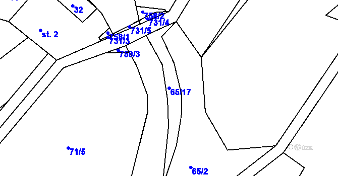 Parcela st. 65/17 v KÚ Vlaské, Katastrální mapa