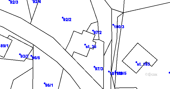 Parcela st. 35 v KÚ Vojtíškov, Katastrální mapa