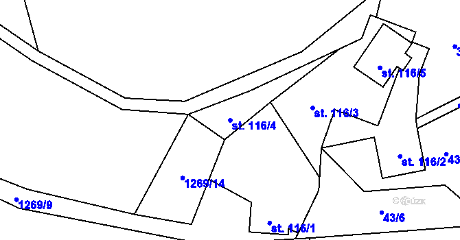 Parcela st. 116/4 v KÚ Vojtíškov, Katastrální mapa