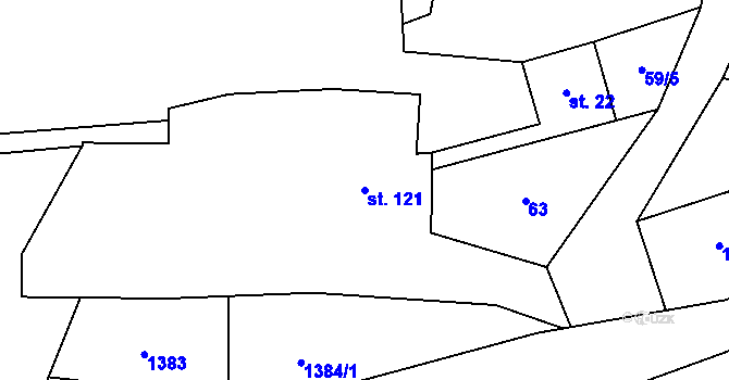 Parcela st. 121 v KÚ Vojtíškov, Katastrální mapa