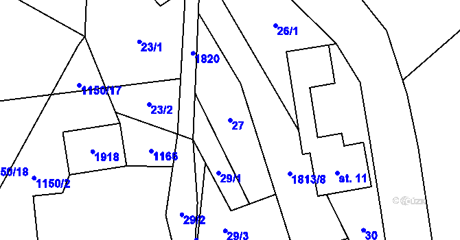 Parcela st. 27 v KÚ Vojtíškov, Katastrální mapa