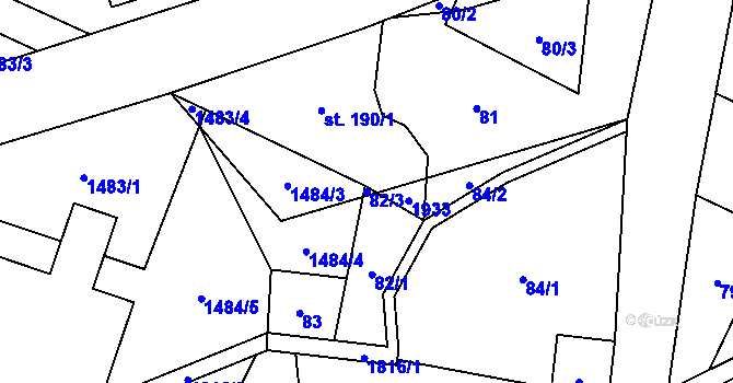 Parcela st. 82/3 v KÚ Vojtíškov, Katastrální mapa