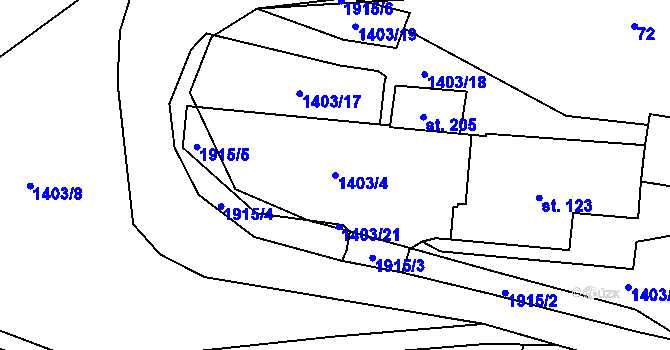 Parcela st. 1403/4 v KÚ Vojtíškov, Katastrální mapa