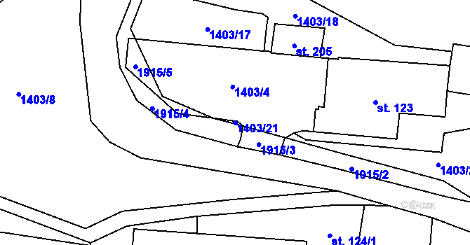 Parcela st. 1403/21 v KÚ Vojtíškov, Katastrální mapa