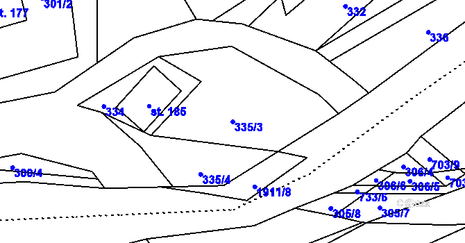 Parcela st. 335/3 v KÚ Vojtíškov, Katastrální mapa