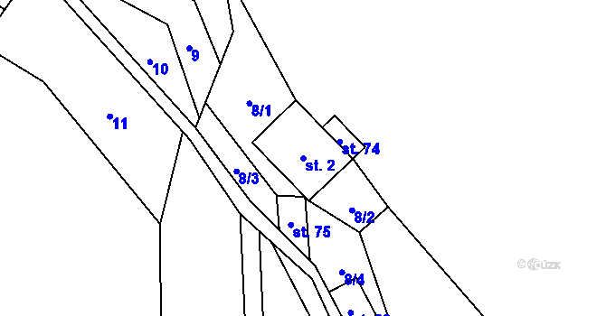 Parcela st. 2 v KÚ Vysoká u Malé Moravy, Katastrální mapa