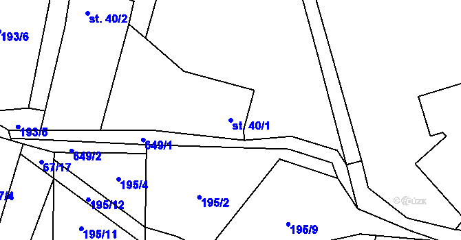 Parcela st. 40/1 v KÚ Vysoká u Malé Moravy, Katastrální mapa