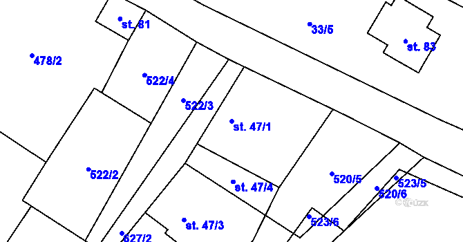 Parcela st. 47/1 v KÚ Vysoká u Malé Moravy, Katastrální mapa