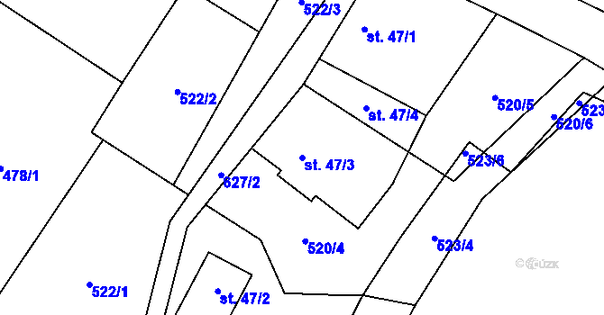 Parcela st. 47/3 v KÚ Vysoká u Malé Moravy, Katastrální mapa