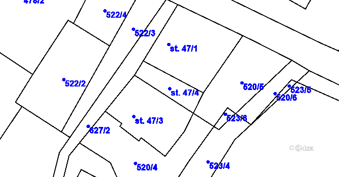 Parcela st. 47/4 v KÚ Vysoká u Malé Moravy, Katastrální mapa