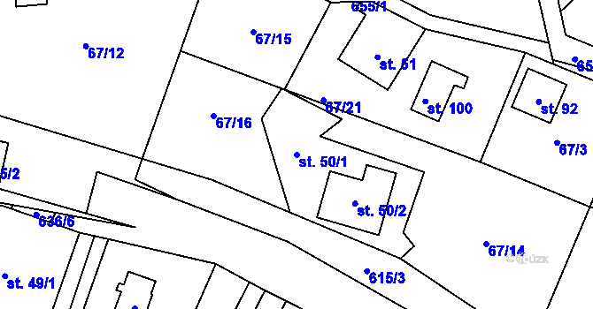 Parcela st. 50/1 v KÚ Vysoká u Malé Moravy, Katastrální mapa