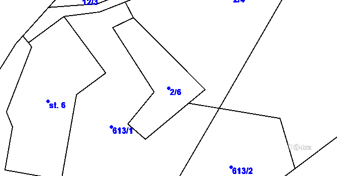 Parcela st. 2/6 v KÚ Vysoká u Malé Moravy, Katastrální mapa