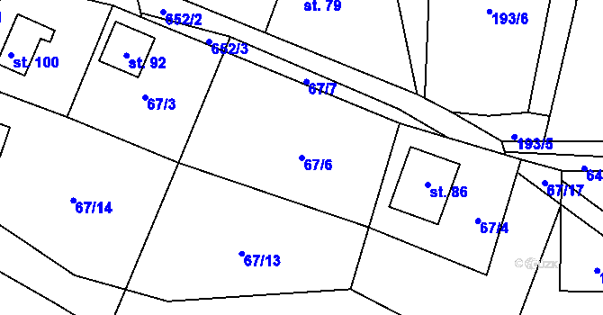 Parcela st. 67/6 v KÚ Vysoká u Malé Moravy, Katastrální mapa
