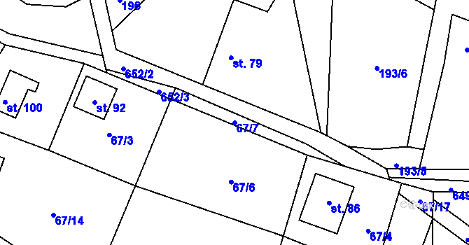 Parcela st. 67/7 v KÚ Vysoká u Malé Moravy, Katastrální mapa