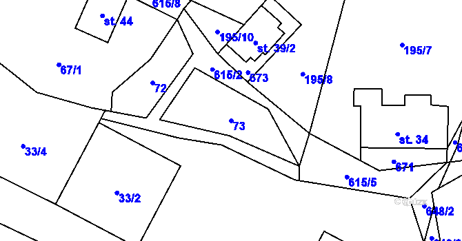 Parcela st. 73 v KÚ Vysoká u Malé Moravy, Katastrální mapa