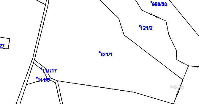 Parcela st. 121/1 v KÚ Vysoká u Malé Moravy, Katastrální mapa