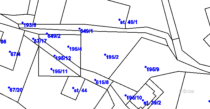 Parcela st. 195/2 v KÚ Vysoká u Malé Moravy, Katastrální mapa