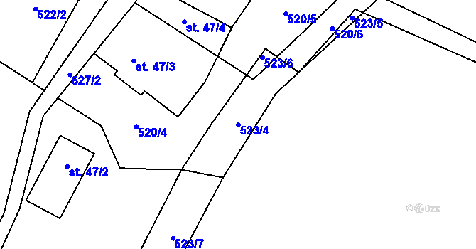 Parcela st. 523/4 v KÚ Vysoká u Malé Moravy, Katastrální mapa