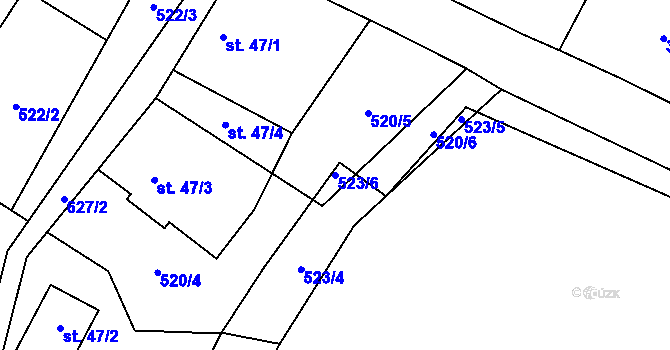 Parcela st. 523/6 v KÚ Vysoká u Malé Moravy, Katastrální mapa