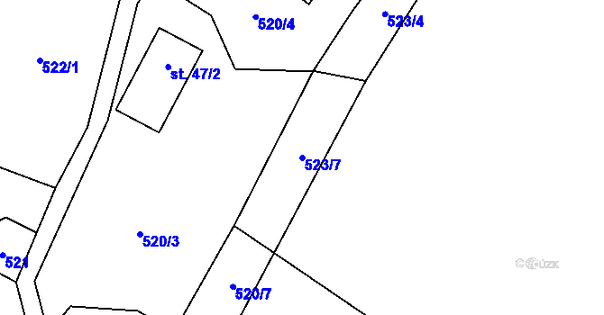 Parcela st. 523/7 v KÚ Vysoká u Malé Moravy, Katastrální mapa