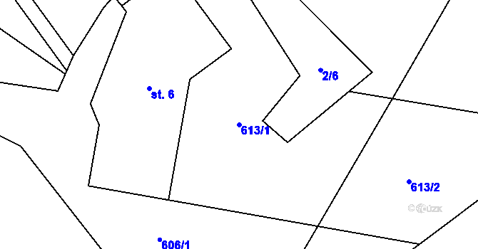 Parcela st. 613/1 v KÚ Vysoká u Malé Moravy, Katastrální mapa