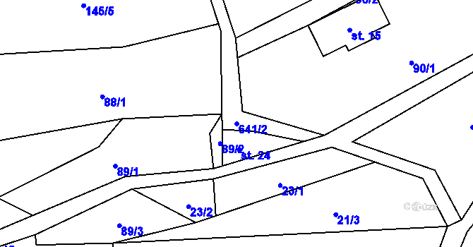 Parcela st. 641/2 v KÚ Vysoká u Malé Moravy, Katastrální mapa