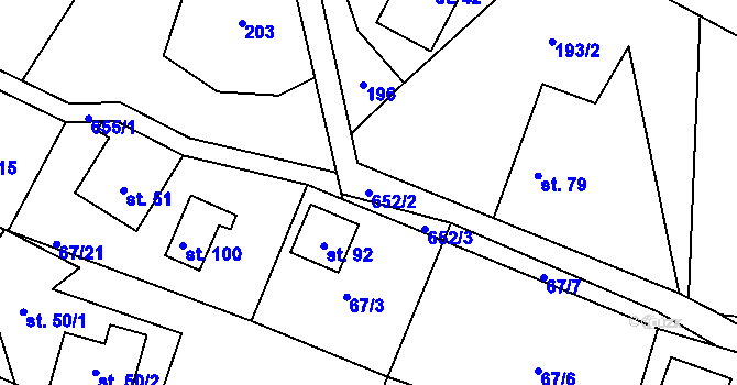 Parcela st. 652/2 v KÚ Vysoká u Malé Moravy, Katastrální mapa