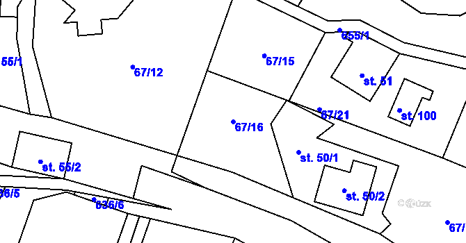 Parcela st. 67/16 v KÚ Vysoká u Malé Moravy, Katastrální mapa