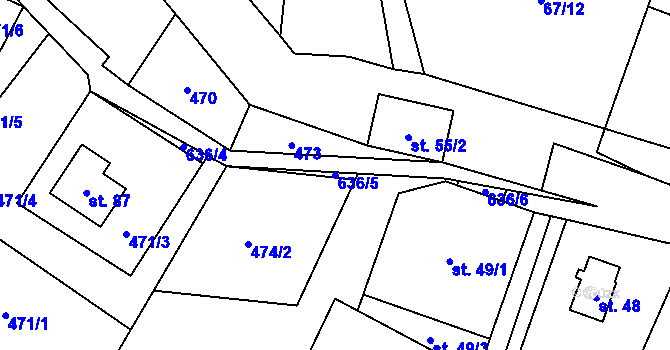 Parcela st. 636/5 v KÚ Vysoká u Malé Moravy, Katastrální mapa