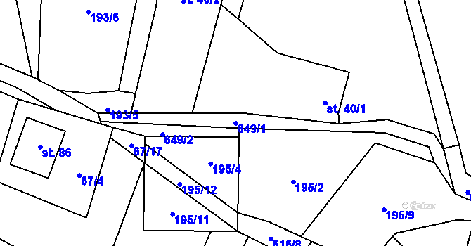 Parcela st. 649/1 v KÚ Vysoká u Malé Moravy, Katastrální mapa