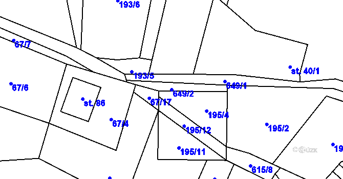 Parcela st. 649/2 v KÚ Vysoká u Malé Moravy, Katastrální mapa